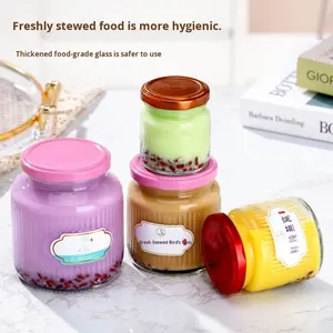 Frasco de Vidrio Transparente con Franjas Verticales y Dispensador <span class=keywords><strong>para</strong></span> Conservas, Leche de <span class=keywords><strong>Nido</strong></span> de Pájaro, Encurtidos y Miel - Product Image 2