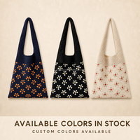 Sac fourre-tout à bandoulière en tricot floral multicolore, motif ajouré petites fleurs, doux et léger, pour le quotidien, le shopping, logo personnalisé, OEM, vente en gros