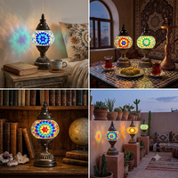 Lampe de table en mosaïque turque faite à la main, lampe de bureau en verre marocain vintage pour chambre à coucher, salon, décoration de la maison