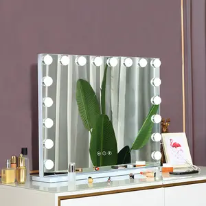 14 Led Mirror Hollywood Lights 3 Ajustável Touch Screen Frameless Dresser Vanity Desk Para Maquiagem Led Iluminado Espelho 50x60cm
