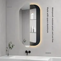 Armoire de salle de bain moderne et élégante, rectangulaire, éclairée par LED, avec miroir, pour hôtel, villa, salon, appartement, cadre en alliage d'aluminium