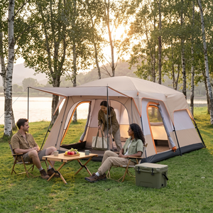 Carpa <span class=keywords><strong>de</strong></span> Cabina Doble Personalizable, Refugio Familiar Grande para Glamping, Impermeable, con Toldo Frontal Extendido, Resistente al Viento, Pabellón para Exteriores - Product Image 2