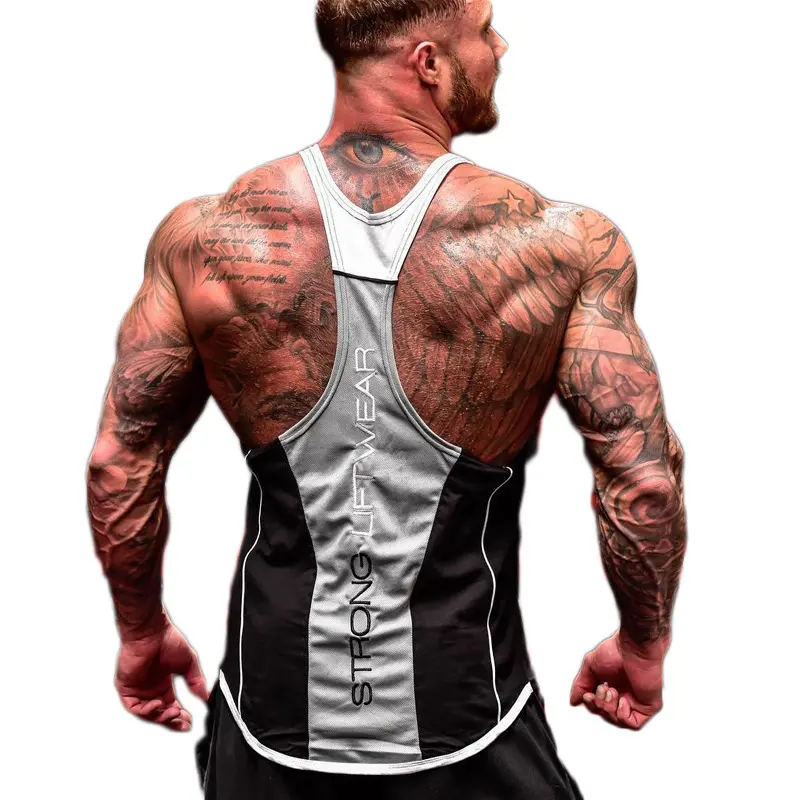 Logo personalizzato Quick Dry Men Fitness Base Layer Racerback Vest palestra sport Muscle Running Workout canotte Plus Size gilet da uomo