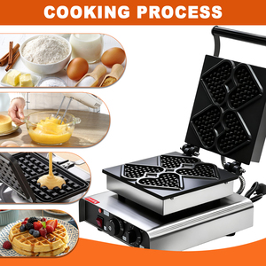 Máquina para Hacer Waffles Comercial de Acero Inoxidable de 1750W, 4 Piezas, <span class=keywords><strong>con</strong></span> Revestimiento Antiadherente, 220-240V, para Panadería, Cafetería, Tienda de Desayunos - Product Image 5