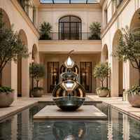 Grande statue de gourde en métal, sculpture en acier inoxydable poli miroir pour la décoration intérieure de hall d'hôtel et les éléments aquatiques