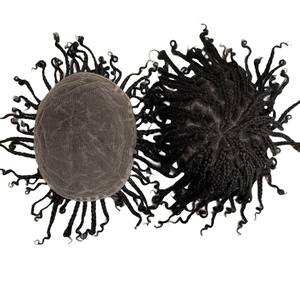En stock toupet <span class=keywords><strong>afro</strong></span> curl pour hommes toupet <span class=keywords><strong>afro</strong></span> curl perruque pour hommes # 1b couleur noir de jais pleine boîte tresse dread lock cheveux toupet pour hommes - Product Image 4