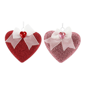 Ngày Valentine thời trang mới đơn giản tình yêu trái tim màu hồng đỏ tím long lanh trái tim nhựa với nơ trang trí - Product Image 2