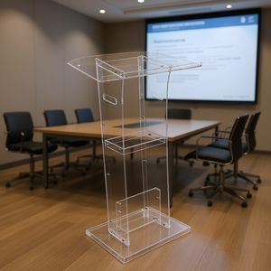 Podio de acrílico transparente de 43 pulgadas con estante de almacenamiento para presentaciones en el escritorio de oficina - Product Image 2