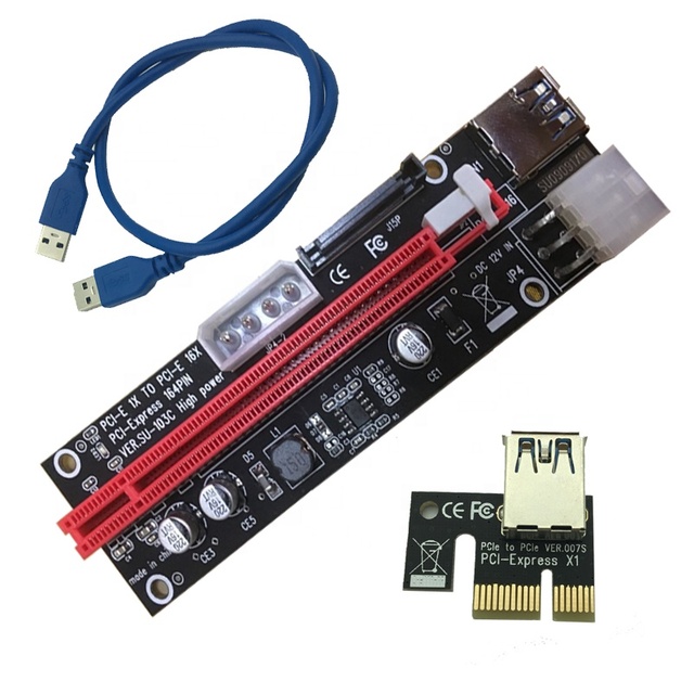 VER.SU-103C High Power 4 Pin 6 Pin SATA Power PCI Express 16X Slot Riser Card USB 3.0 PCI-E PCI-Express 1x to 16x PCIE Riser