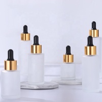 Flacon Compte-Gouttes en Verre Blanc Givré pour Huile Essentielle, Flacon en Verre Transparent avec Compte-Gouttes pour Sérum et Emballage Cosmétique