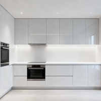 Venta Directa de Fábrica de Gabinetes de Cocina Modernos de Madera Maciza de Roble, Impermeables, con Gran Espacio de Almacenamiento, Ecológicos y Multifuncionales