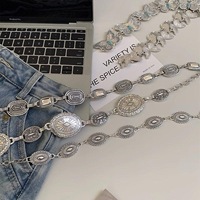Chaîne de taille en métal argenté vintage bohème personnalisée en gros avec boucle ardillon 80-100 cm pour robe et jean femme, accessoire ceinture