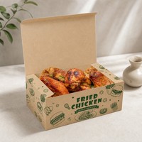 Emballage alimentaire biodégradable écologique, logo personnalisé, boîte à emporter pour poulet frit, nuggets, ailes, frites, avec poignée