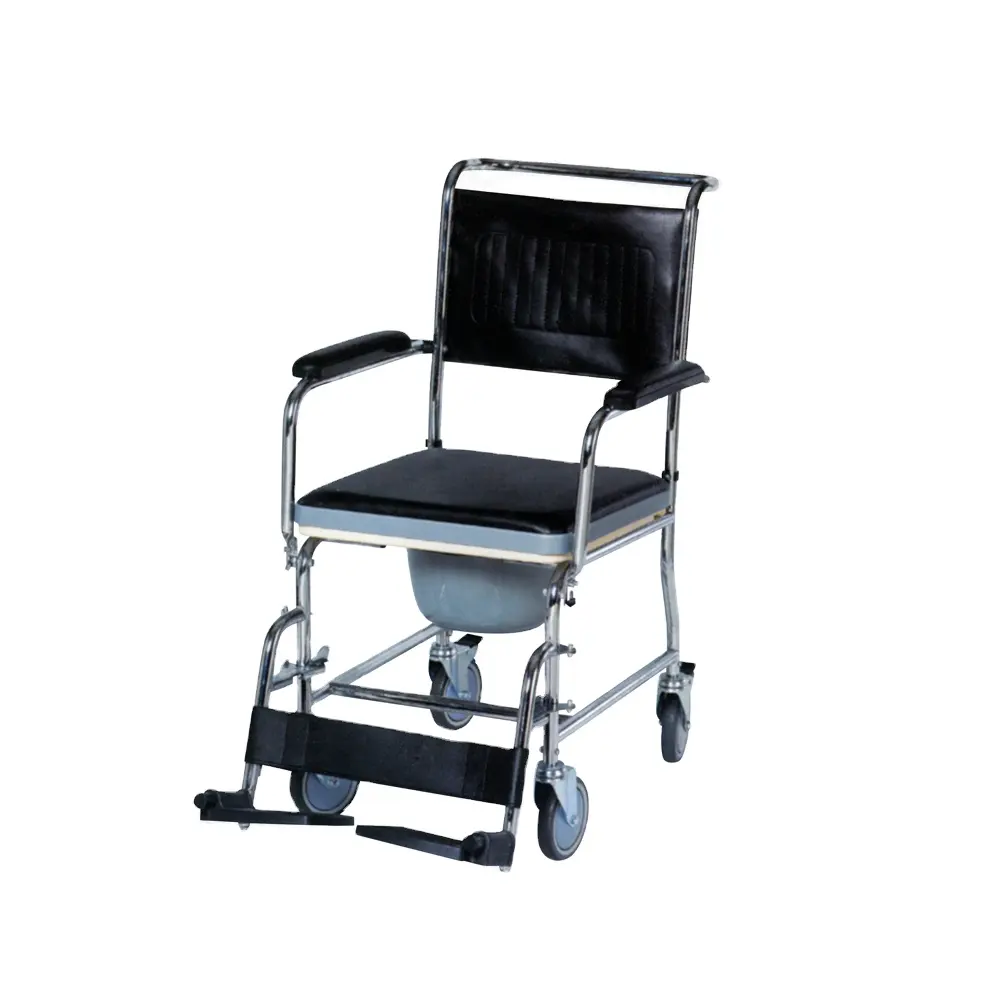 Foshan Drop Down Armlehne Hochwertiger Stahl Kommoden stuhl mit Rädern Weicher Sitz bezug Stahl Kommode Rollstuhl