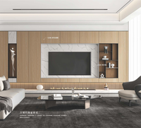 Panel de Pared para TV con Textura de Mármol, Ecológico, de Madera y Plástico Compuesto, Personalizable, Minimalista, de Alta Gama para Sala de Estar