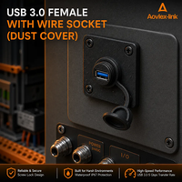 Conector USB 3.0 Hembra con Cable, Montaje en Panel con Bloqueo de Tornillo Personalizado, 5Gbps, Blindado EMI, Impermeable IP67