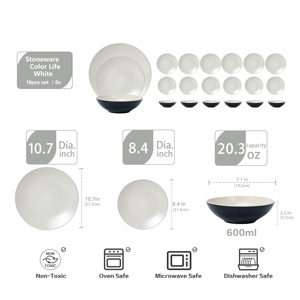 Promotion de septembre : Assiettes et bols en céramique pratiques au design unique, bol à nouilles, riz et ramen en céramique, ensemble de vaisselle en grès - Product Image 2
