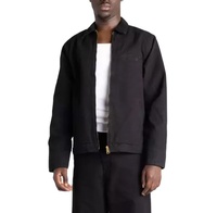 Blouson de Travail Vintage en Gros, Nouveau Style Formel, Toile Zippée avec Col Rabattable, Broderie Hiver, Logo Personnalisé sur le Devant