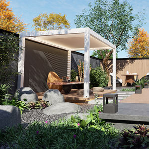 Jardín de <span class=keywords><strong>patio</strong></span> trasero personalizado de alta calidad al aire libre a prueba de viento impermeable motorizado o manual retráctil pérgola de aluminio - Product Image 4