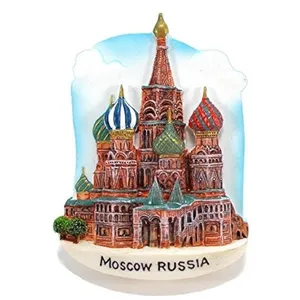 树脂俄罗斯-圣巴兹尔大教堂莫斯科祝福3D冰箱磁铁旅游纪念品