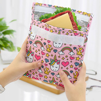 Sac à sandwich réutilisable pour enfants 19x19cm, emballage en tissu thermique écologique, intérieur en aluminium, sac à emporter pour aliments, collations, fruits