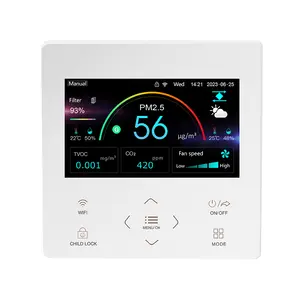 LCD tela colorida Wifi sala digital inteligente VOC PM2.5 CO2 temperatura e umidade ventilador controlador