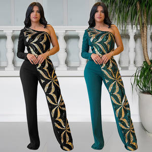 Combinaison pantalon <span class=keywords><strong>longue</strong></span> à sequins sans bretelles pour femme, idéale pour les soirées d'été – Ensemble une pièce - Product Image 1