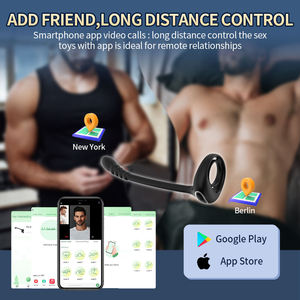 Anneau <span class=keywords><strong>vibrant</strong></span> pour pénis à télécommande, ABS+Silicone, étanche IPX7, 10 modes, perles anales, vibrateur, masseur de prostate masculin - Product Image 3