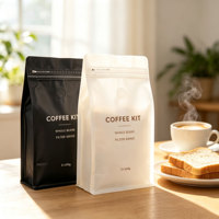 Sacs à café personnalisés en papier kraft, emballage pour café, sachet en aluminium à fond plat, sacs à café avec valve