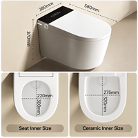 WC intelligent mural dissimulé avec couvercle automatique, siphon de drainage à siphon en P, chasse d'eau à jet, siège chauffant en céramique pour salle de bain et maison
