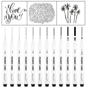 6 черных тонких линий, водонепроницаемый набор чернил, архивные чернильные маркеры, микро-финелинер, рисование, художественная пигментная подкладка, ручки - Product Image 3