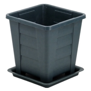 Square Plastic Breathable Gallon Plant Gardening Flower Contain with Saucer and Tray