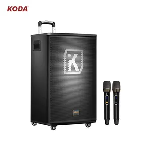 KODA 15 pouces Haut-parleurs karaoké en bois haut de gamme Tie Rod Sound Box Pro Trolley Haut-parleur Fabricant