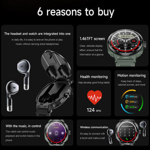 Binnen Outdoor Ronde Hd-Scherm Magnetische Oplader D11 <span class=keywords><strong>2</strong></span> In 1 Smart Watch Draadloze Oordopjes Hoofdtelefoon Tws 2in1 Sport Smartwatch - Product Image 2