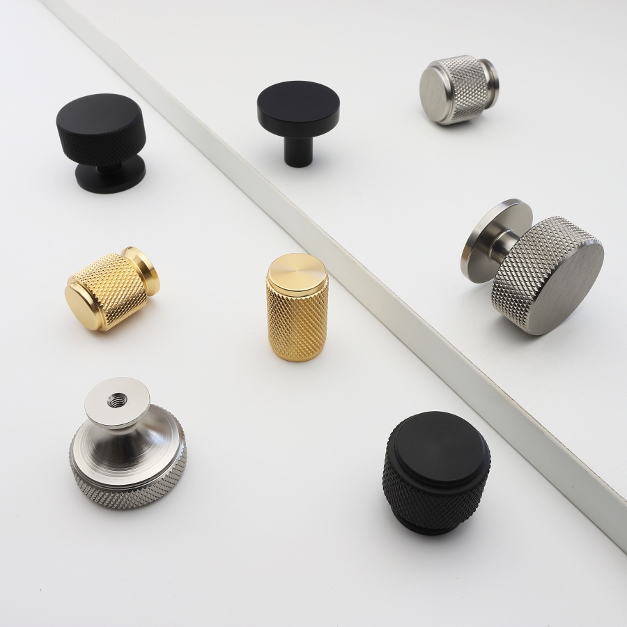 Decoranddecor Cabinet Knob - Matt Black - Knurled Kitchen Cabinet Door Drawer Knobs Handle Sienna Range