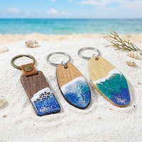 Porte-clés en bois souvenirs de surf nautique, planche de surf, résine époxy, vague marine, cadeau maison de plage