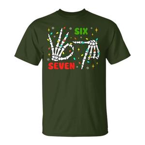 Maglietta natalizia Six Seven Skeleton Gen Z Meme Holiday Wear - Product Image 1