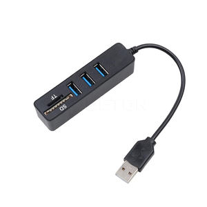 ฮับ USB 2.0ความเร็วสูงแบบ2ใน1 3พอร์ตพร้อมที่อ่านการ์ดตัวแยก USB 480Mbps สำหรับ SDTF สำหรับพีซีแล็ปท็อปสีดำสีขาว - Product Image 1