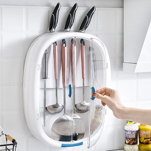 E1679 Multifunction Simple Plastic Spatula Cutter <strong>Storage</strong> Rack Plastic Kitchen Magnetic <strong>Wall</strong> Mounted Drain Knife <strong>Storage</strong> <strong>Baskets</strong> - Product Image 3