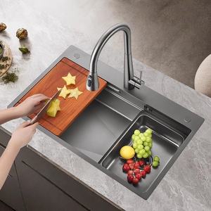 Évier de cuisine monobloc en acier inoxydable 304, fait main, nano-épaissi, à prix réduit, pour usage domestique - Product Image 1
