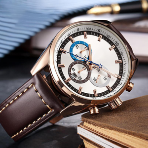 Reloj de Lujo para Hombre, Correa de Cuero Genuino y Nailon, Resistente al Agua, Multifuncional, Cuarzo, Cronógrafo, Manecillas de Aleación, 44mm - Product Image 2