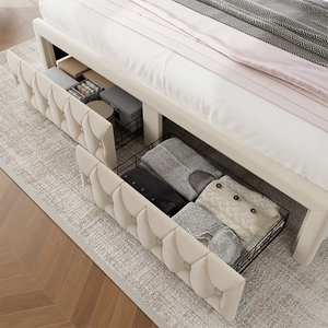 <span class=keywords><strong>Lit</strong></span> <span class=keywords><strong>de</strong></span> rangement au sol avec dossier à oreilles, style contemporain et luxueux, éclairage LED, décoration <span class=keywords><strong>de</strong></span> chambre à coucher, avec tête <span class=keywords><strong>de</strong></span> <span class=keywords><strong>lit</strong></span> capitonnée et étagère - Product Image 5