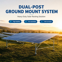 Système de montage au sol pour panneaux solaires de 2 MW personnalisable avec poteaux à vis de terre en acier Zn-Al-Mg, système de fixation PV à double poteau
