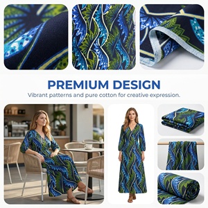 Véritables Tissus Imprimés <span class=keywords><strong>Wax</strong></span> <span class=keywords><strong>Hollandais</strong></span> Biologiques Tissés 6 Yards pour Vêtements, Sacs, Textiles de Maison, Chemises - Product Image 2