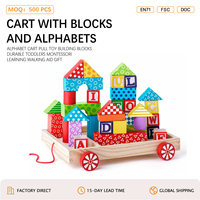 Jouet à tirer Alphabet en blocs de construction durables pour tout-petits, aide à la marche Montessori, cadeau, logo personnalisé OEM ANNA & BECK 3+
