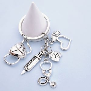Llaveros al por mayor de aleación con diseño de jeringa y estetoscopio para hospitales, médicos, enfermeras y personal sanitario - Product Image 4