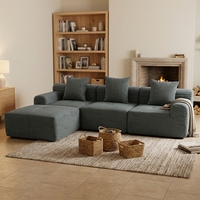 Ensemble de canapés modulaires modernes écologiques compressés sous vide, 4 pièces, emballage plat, en tissu capitonné, réversible, en forme de L, pour salon