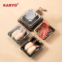 KARYO 1200 Vente en gros à prix réduit Conteneur alimentaire en PET Emballage de sushi en plastique jetable avec couvercle transparent
