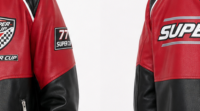 Blouson de moto d'hiver en cuir PU brodé pour homme avec badge Super Cup et fermeture éclair sur le devant – En stock, ODM, OEM, Vêtements personnalisés