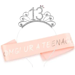 Nicro новый дизайн для вечеринки в честь Дня Рождения Королева Корона Девочка Розовая блестящая тиара Корона набор для взрослых
